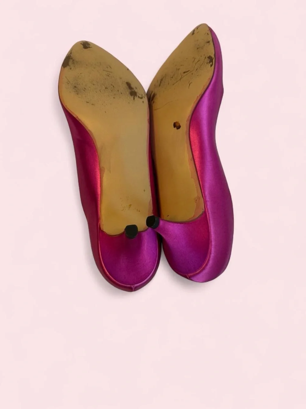 Vintage 80s Custom Dyeable Satin Pointed-Toe Pumps in Fuchsia